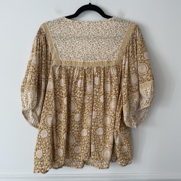 NEW Old Navy Yellow Floral Peasant Blouse XXL Boho Western Cottagecore Prairie - Picture 2 of 9